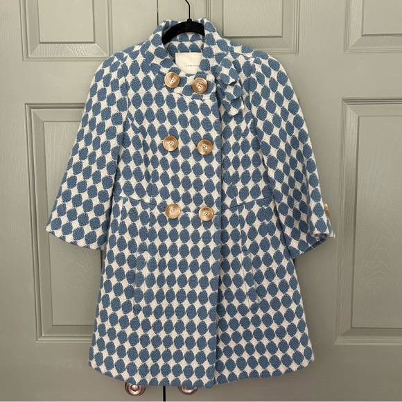 Leifsdottir Double Breasted Peacoat Houndstooth 100% Wool Jacket - Picture 1 of 5
